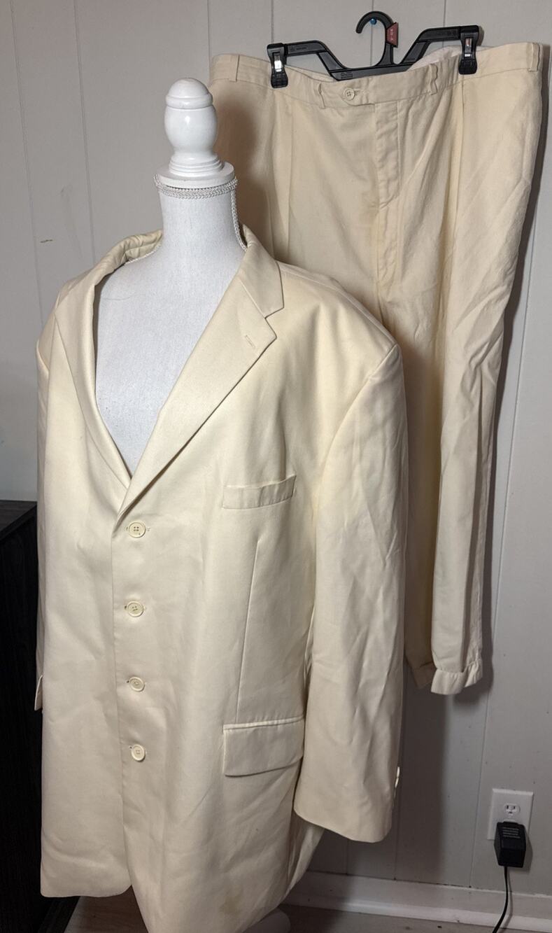 Carlo Mandrone Suit Set Tan Size 54 Vintage Wool Set T48